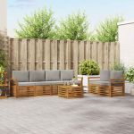 Seturi de canapele cu pernă 7 pcs Gri natural și deschis GartenMobel Dekor
