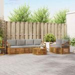 Seturi de canapele cu pernă 7 pcs Gri natural și deschis GartenMobel Dekor