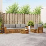 Seturi de canapele cu pernă 7 pcs Gri natural și deschis GartenMobel Dekor