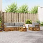 Seturi de canapele cu pernă 7 pcs Gri natural și deschis GartenMobel Dekor
