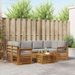 Seturi de canapele cu pernă 7 pcs Gri natural și deschis GartenMobel Dekor