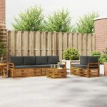 Seturi de canapele cu pernă 7 pcs Natural și Antracit GartenMobel Dekor