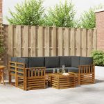 Seturi de canapele cu pernă 7 pcs Natural și Antracit GartenMobel Dekor