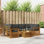 Seturi de canapele cu pernă 7 pcs Natural și Antracit GartenMobel Dekor