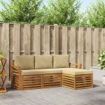 Seturi de canapele 4 pcs Natural și Bej Lemn Solid de Acacia GartenMobel Dekor