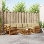 Seturi de canapele 8 pcs Natural și Bej Lemn Solid de Acacia GartenMobel Dekor