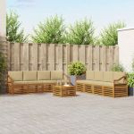 Seturi de canapele 9 pcs Natural și Bej Lemn Solid de Acacia GartenMobel Dekor