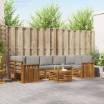 Seturi de canapele cu pernă 8 pcs Gri natural și deschis GartenMobel Dekor