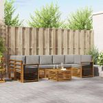 Seturi de canapele cu pernă 8 pcs Gri natural și deschis GartenMobel Dekor