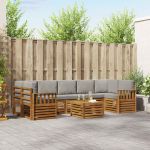 Seturi de canapele cu pernă 8 pcs Gri natural și deschis GartenMobel Dekor