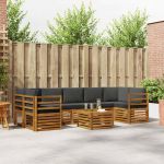 Seturi de canapele cu pernă 8 pcs Natural și Antracit GartenMobel Dekor