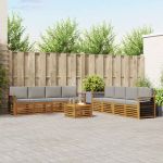 Seturi de canapele cu pernă 9 pcs Gri natural și deschis GartenMobel Dekor