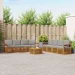 Seturi de canapele cu pernă 9 pcs Gri natural și deschis GartenMobel Dekor