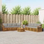 Seturi de canapele cu pernă 9 pcs Gri natural și deschis GartenMobel Dekor