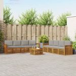 Seturi de canapele cu pernă 9 pcs Gri natural și deschis GartenMobel Dekor