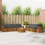 Seturi de canapele cu pernă 9 pcs Natural și Antracit GartenMobel Dekor