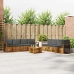 Seturi de canapele cu pernă 9 pcs Natural și Antracit GartenMobel Dekor