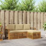 Seturi de canapele 4 pcs Natural și Bej Lemn Solid de Acacia GartenMobel Dekor