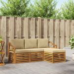 Seturi de canapele 4 pcs Natural și Bej Lemn Solid de Acacia GartenMobel Dekor