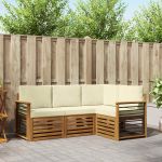 Seturi de canapele 4 pcs Natural și Crem Lemn Solid de Acacia GartenMobel Dekor