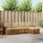 Seturi de canapele 5 pcs Natural și Bej Lemn Solid de Acacia GartenMobel Dekor