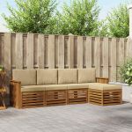 Seturi de canapele 5 pcs Natural și Bej Lemn Solid de Acacia GartenMobel Dekor