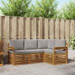 Seturi de canapele cu pernă 4 pcs Gri natural și deschis GartenMobel Dekor