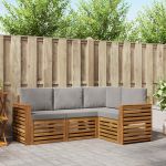 Seturi de canapele cu pernă 4 pcs Gri natural și deschis GartenMobel Dekor