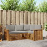 Seturi de canapele cu pernă 4 pcs Gri natural și deschis GartenMobel Dekor