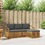 Seturi de canapele cu pernă 4 pcs Natural și Antracit GartenMobel Dekor