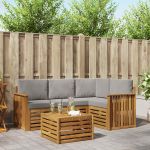 Seturi de mobilier 5 pcs Gri natural și deschis Lemn compozit GartenMobel Dekor