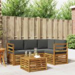 Seturi de mobilier 5 pcs Natural și Antracit Lemn compozit GartenMobel Dekor