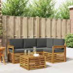 Seturi de mobilier 5 pcs Natural și Antracit Lemn compozit GartenMobel Dekor