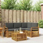 Seturi de mobilier 5 pcs Natural și Antracit Lemn compozit GartenMobel Dekor
