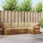 Seturi de canapele 5 pcs Natural și Bej Lemn Solid de Acacia GartenMobel Dekor