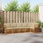 Seturi de canapele 6 pcs Natural și Bej Lemn Solid de Acacia GartenMobel Dekor