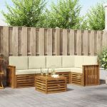 Seturi de canapele 6 pcs Natural și Crem Lemn Solid de Acacia GartenMobel Dekor