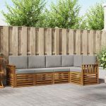 Seturi de canapele cu pernă 5 pcs Gri natural și deschis GartenMobel Dekor