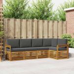 Seturi de canapele cu pernă 5 pcs Natural și Antracit GartenMobel Dekor