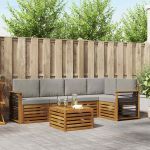 Seturi de canapele cu pernă 6 pcs Gri natural și deschis GartenMobel Dekor