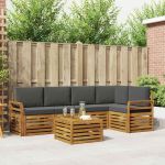 Seturi de canapele cu pernă 6 pcs Natural și Antracit GartenMobel Dekor