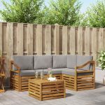 Seturi de mobilier 5 pcs Gri natural și deschis Lemn compozit GartenMobel Dekor