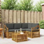 Seturi de mobilier 5 pcs Natural și Antracit Lemn compozit GartenMobel Dekor