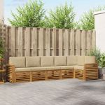 Seturi de canapele 6 pcs Natural și Bej Lemn Solid de Acacia GartenMobel Dekor