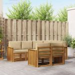 Seturi de canapele 7 pcs Natural și Bej Lemn Solid de Acacia GartenMobel Dekor