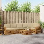 Seturi de canapele 7 pcs Natural și Bej Lemn Solid de Acacia GartenMobel Dekor