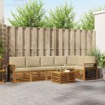 Seturi de canapele 7 pcs Natural și Bej Lemn Solid de Acacia GartenMobel Dekor