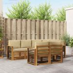 Seturi de canapele 7 pcs Natural și Bej Lemn Solid de Acacia GartenMobel Dekor