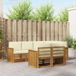 Seturi de canapele 7 pcs Natural și Crem Lemn Solid de Acacia GartenMobel Dekor