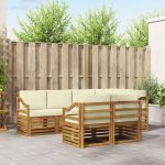 Seturi de canapele 7 pcs Natural și Crem Lemn Solid de Acacia GartenMobel Dekor